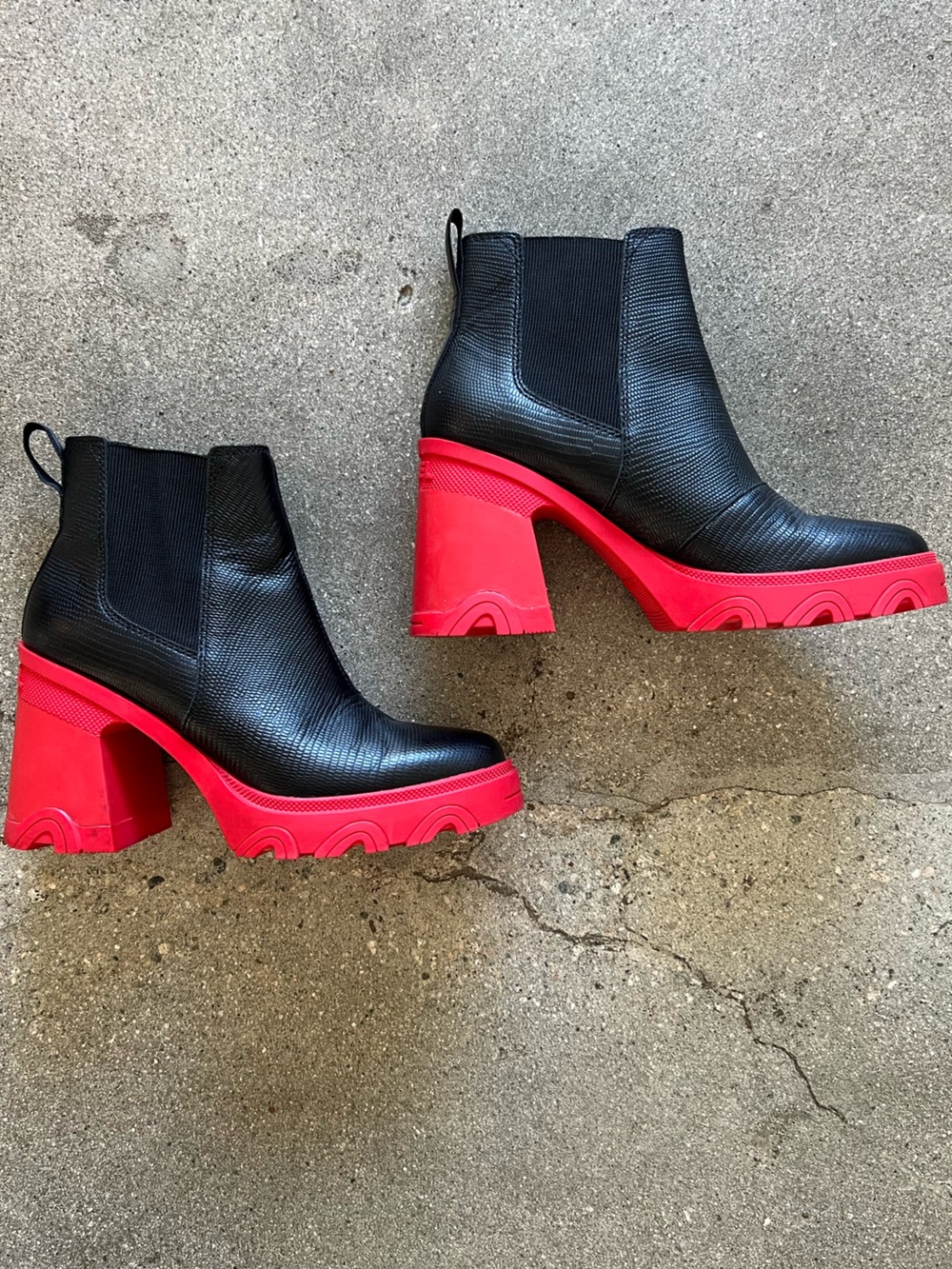 Sorel Black and Red Ankle Platform Boots